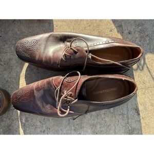 Johnston & Murphy 9.5M Brown Leather Oxford Dress Shoes‎ Mens